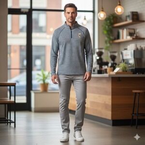 New Era Columbus Crew 1/4 Zip Mens XL Blue Sriped Pullover Long Sleeve MLS